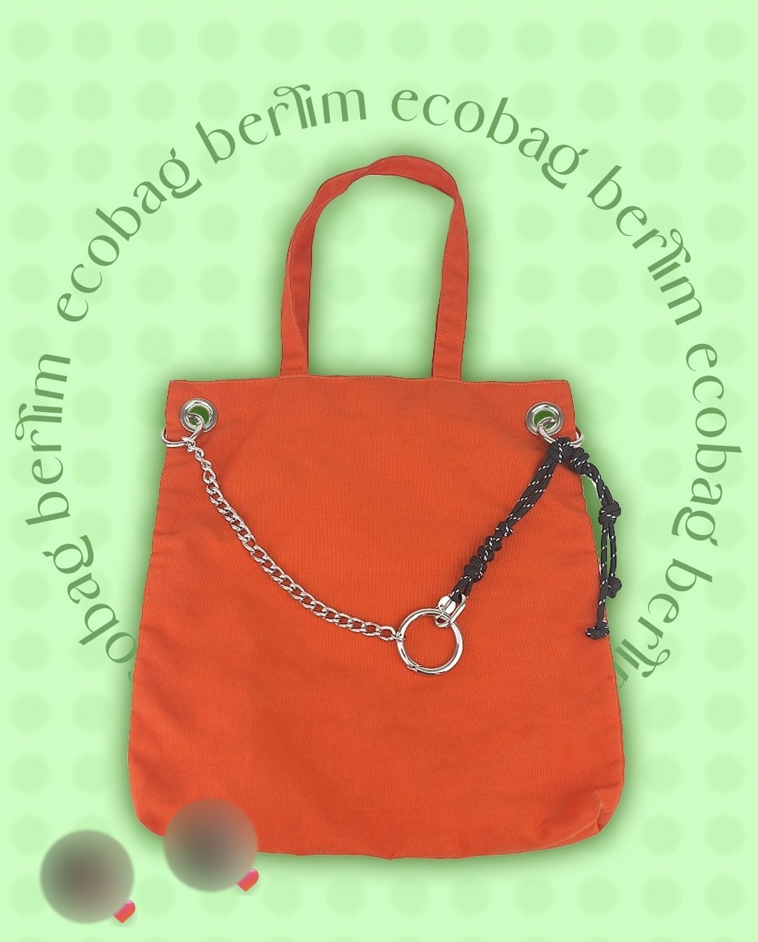 Post da ATO: Ecobag Berlim laranja com corrente, foto de produto