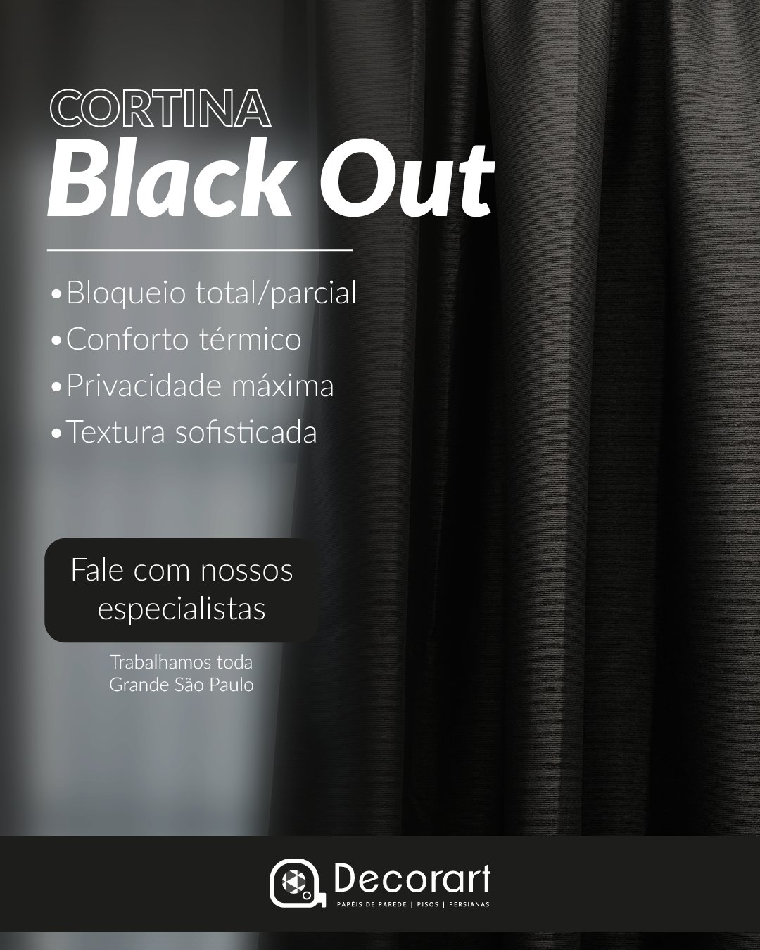 Post Decorart: Cortina blackout, bloqueio de luz, conforto térmico, privacidade