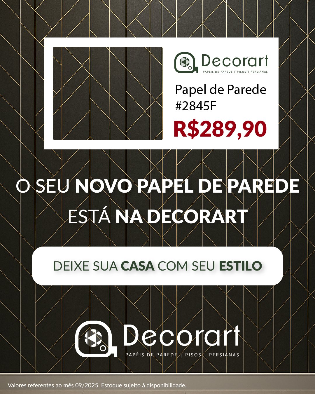 Post Decorart: etiqueta do papel de parede 2845F com preço sobre a estampa geométrica