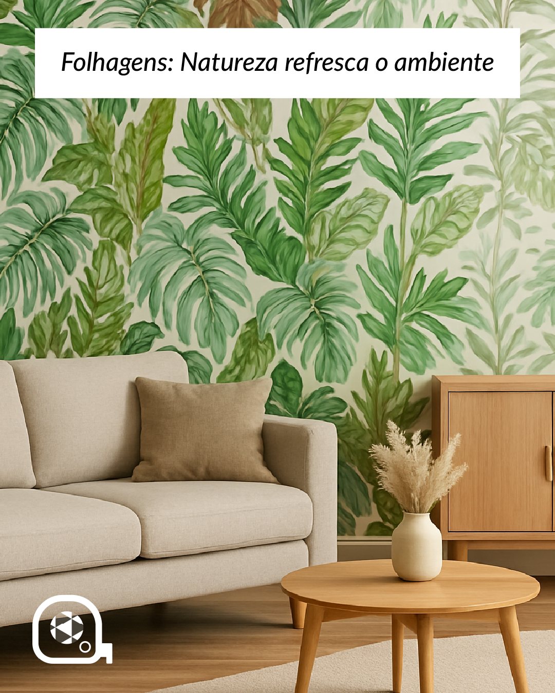 Post Decorart: Folhagens, natureza refresca o ambiente, sala com papel de folhas verdes