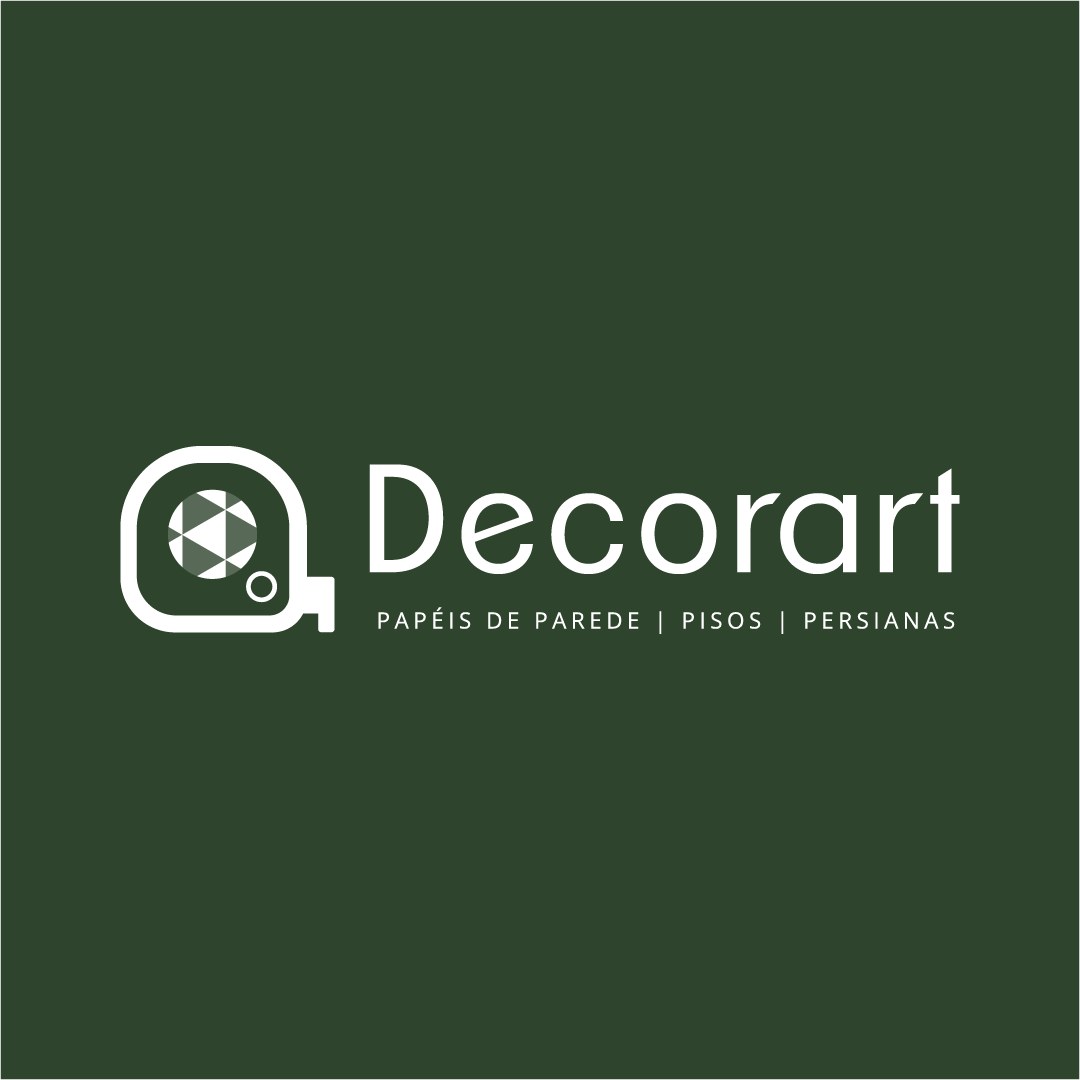 Logotipo Decorart horizontal em branco sobre verde