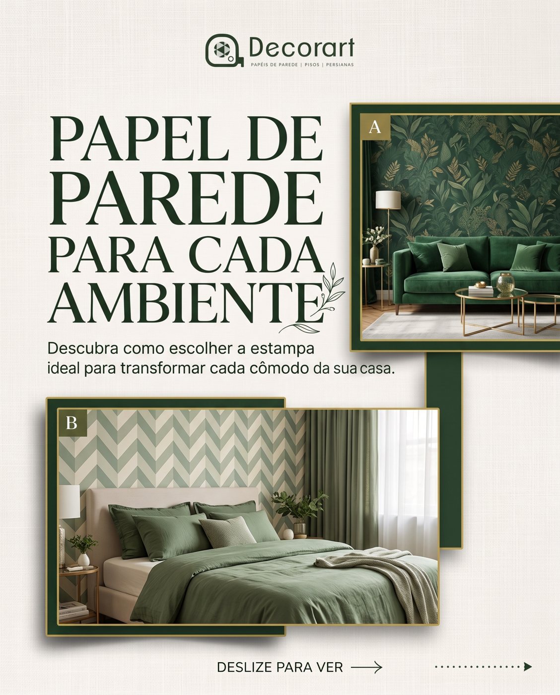 Post carrossel Decorart, capa: Papel de parede para cada ambiente