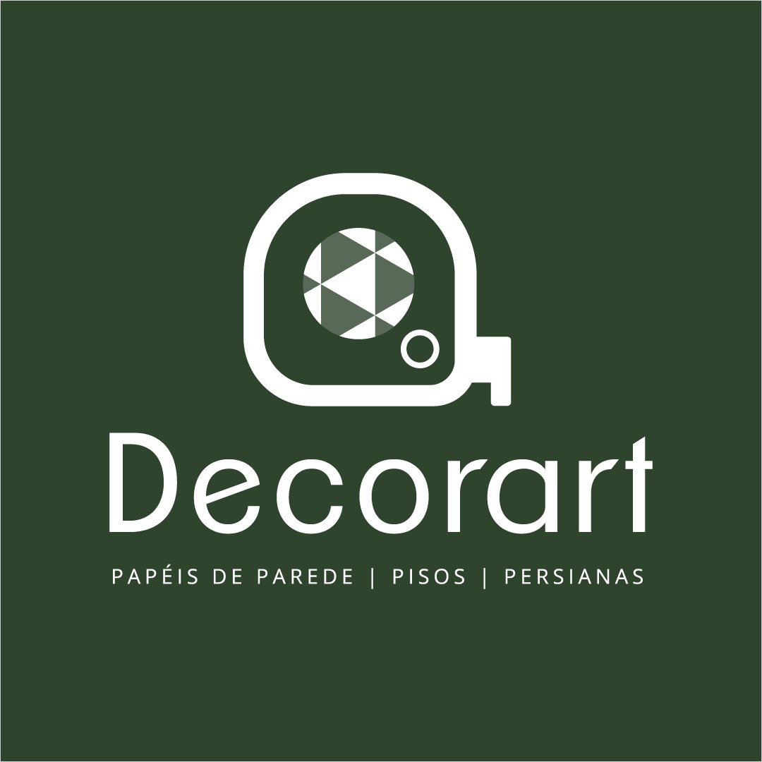 Logotipo Decorart vertical em branco sobre verde