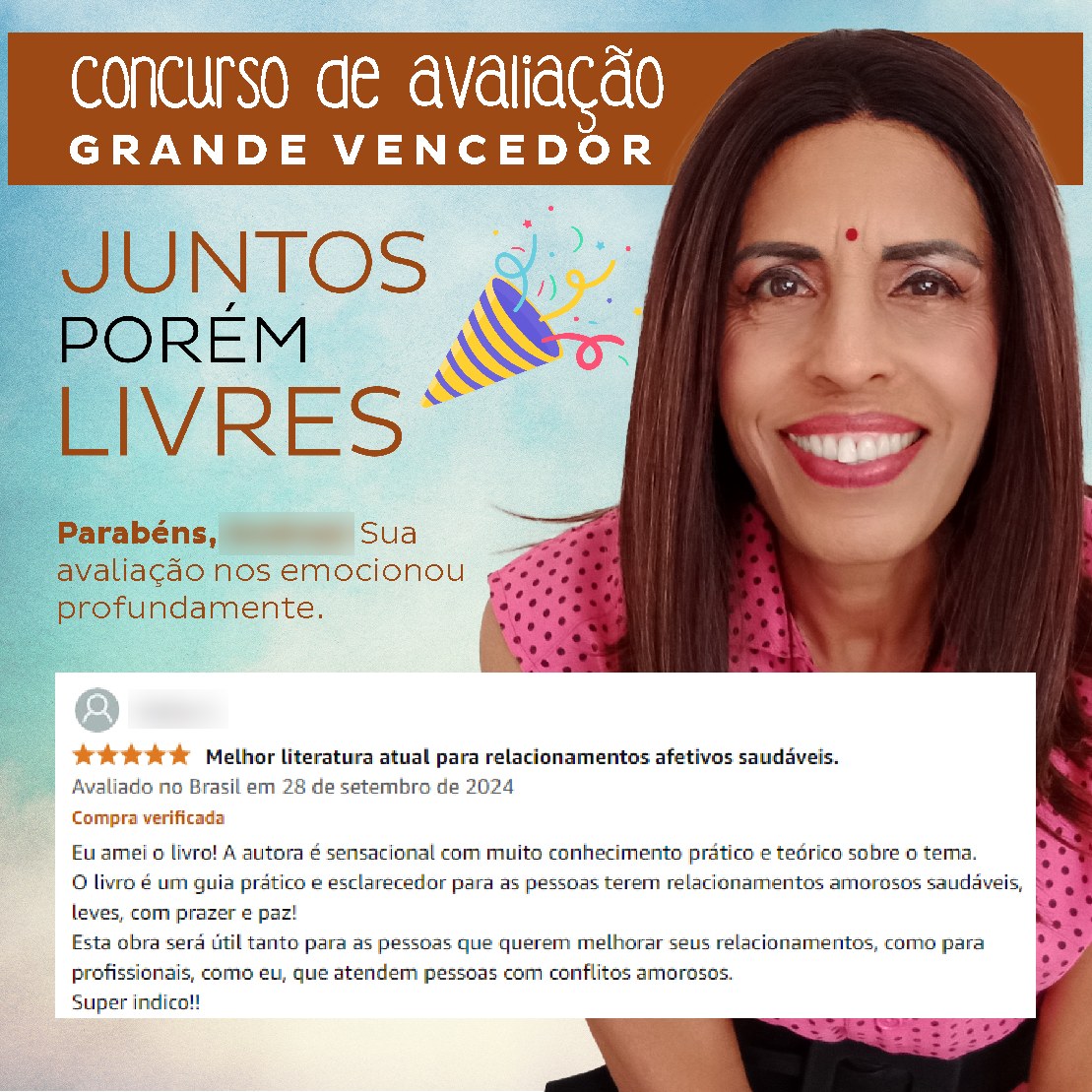 Post do grande vencedor do concurso de avaliação, com a avaliação cinco estrelas