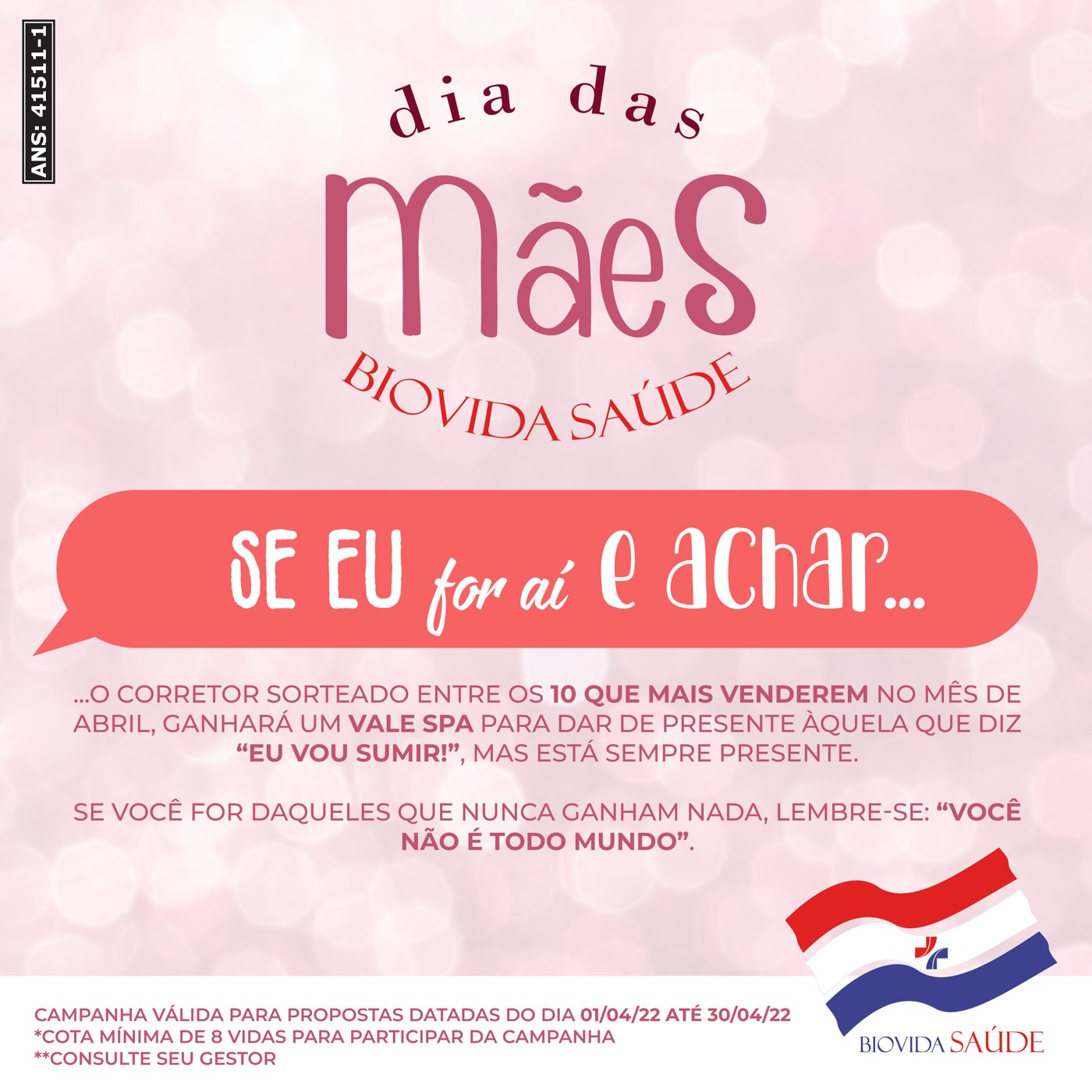 Post Dia das Mães Biovida: Se eu for aí e achar, sorteio de vale spa entre os corretores que mais venderem