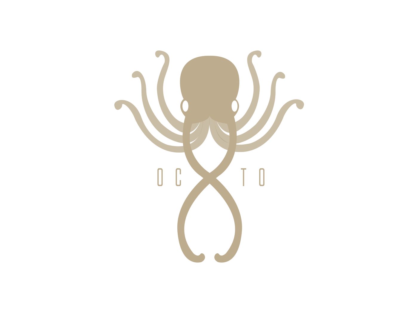 Logotipo Octo: polvo dourado estilizado