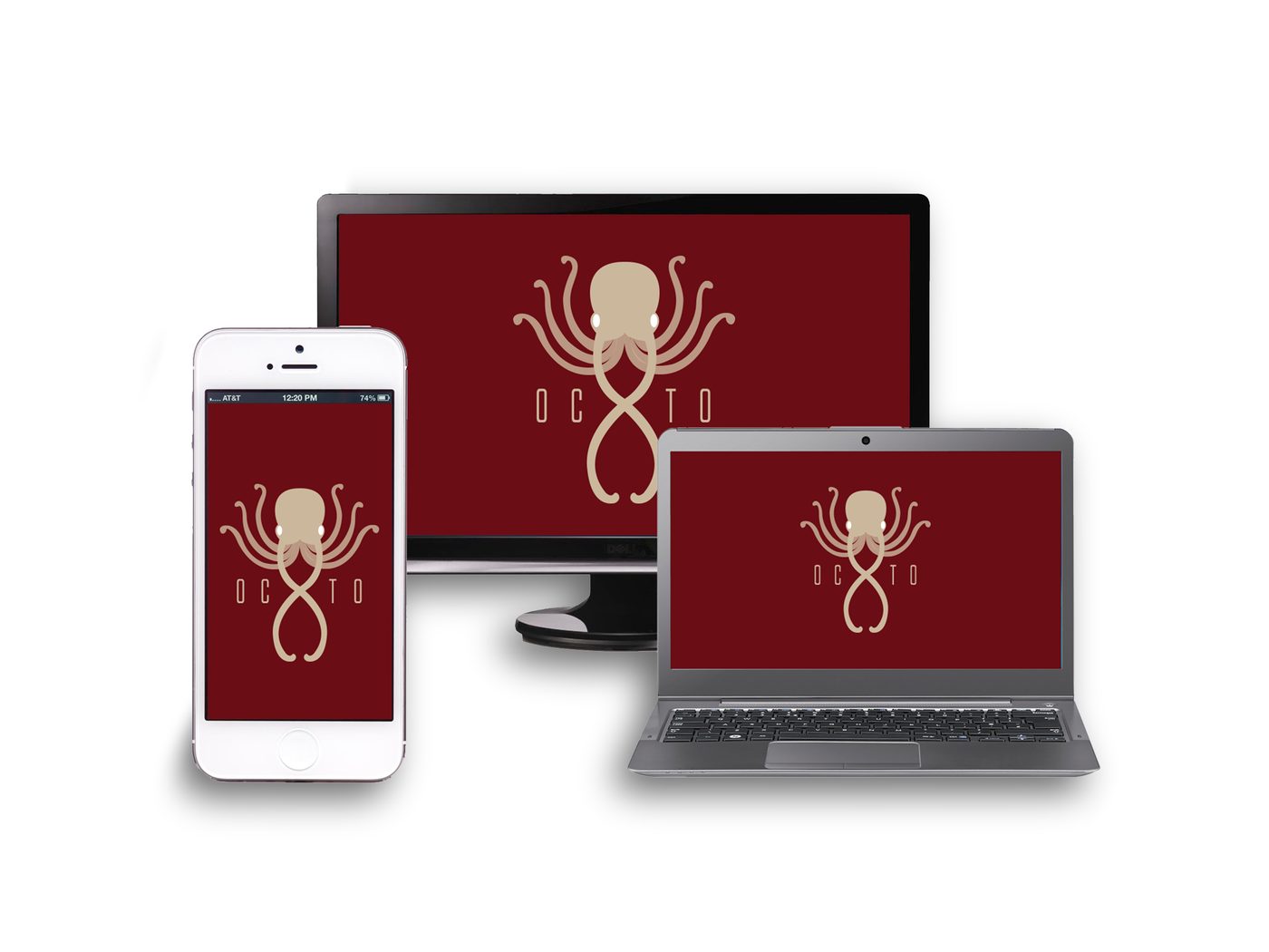 Site da Octo em computador, notebook e celular