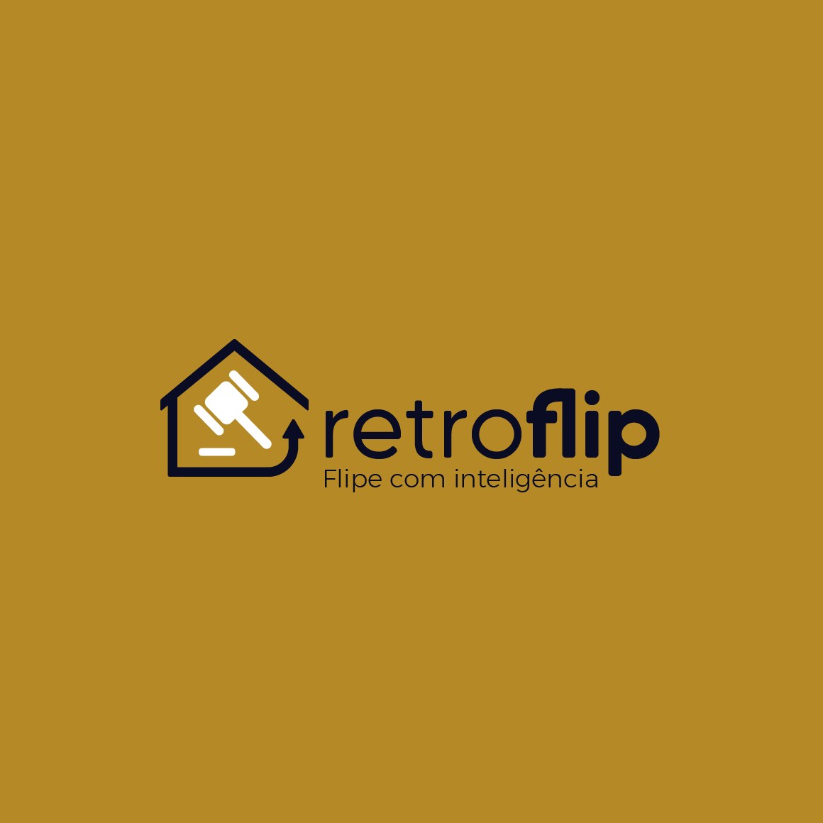 Logotipo Retroflip horizontal sobre dourado