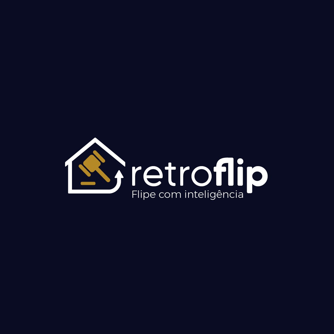 Logotipo Retroflip horizontal branco sobre azul-marinho