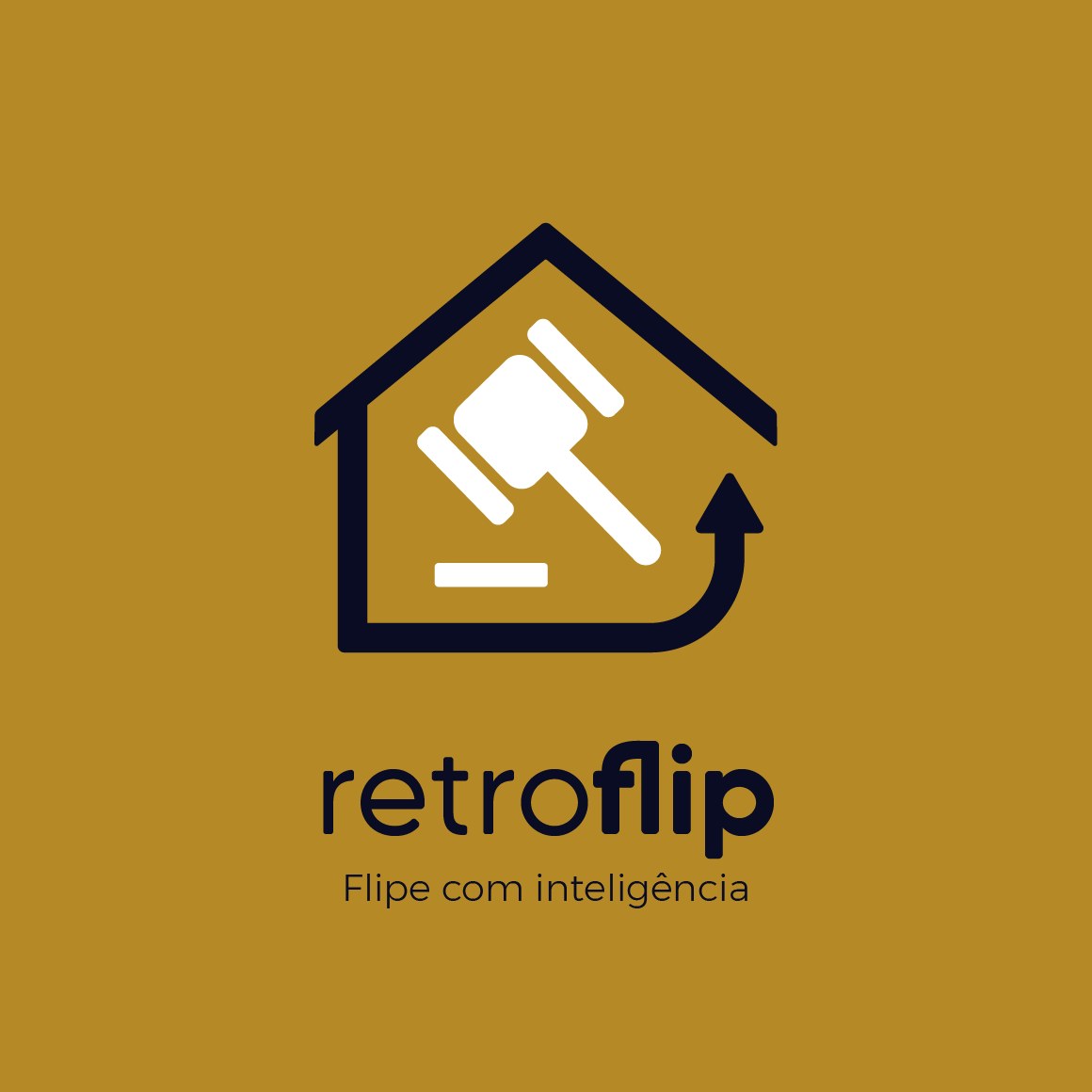 Logotipo Retroflip vertical sobre dourado